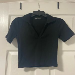 Zara crop polo tee